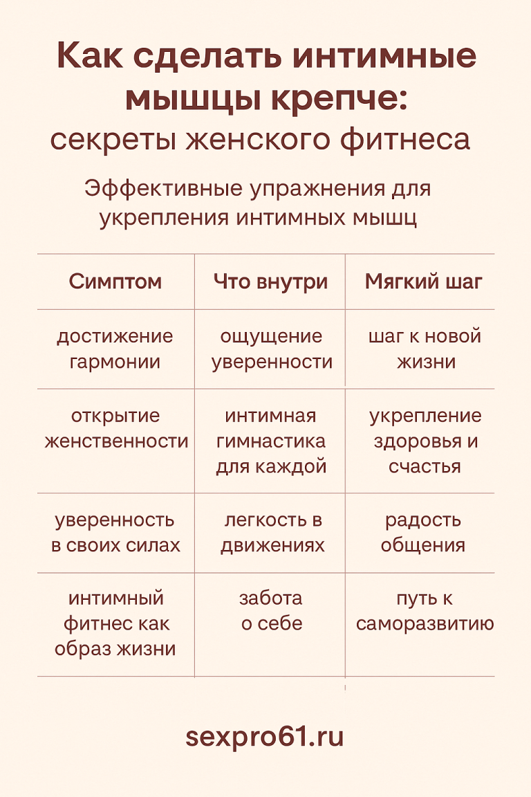 Секреты крепких интимных мышц для уверенности и наслаждения