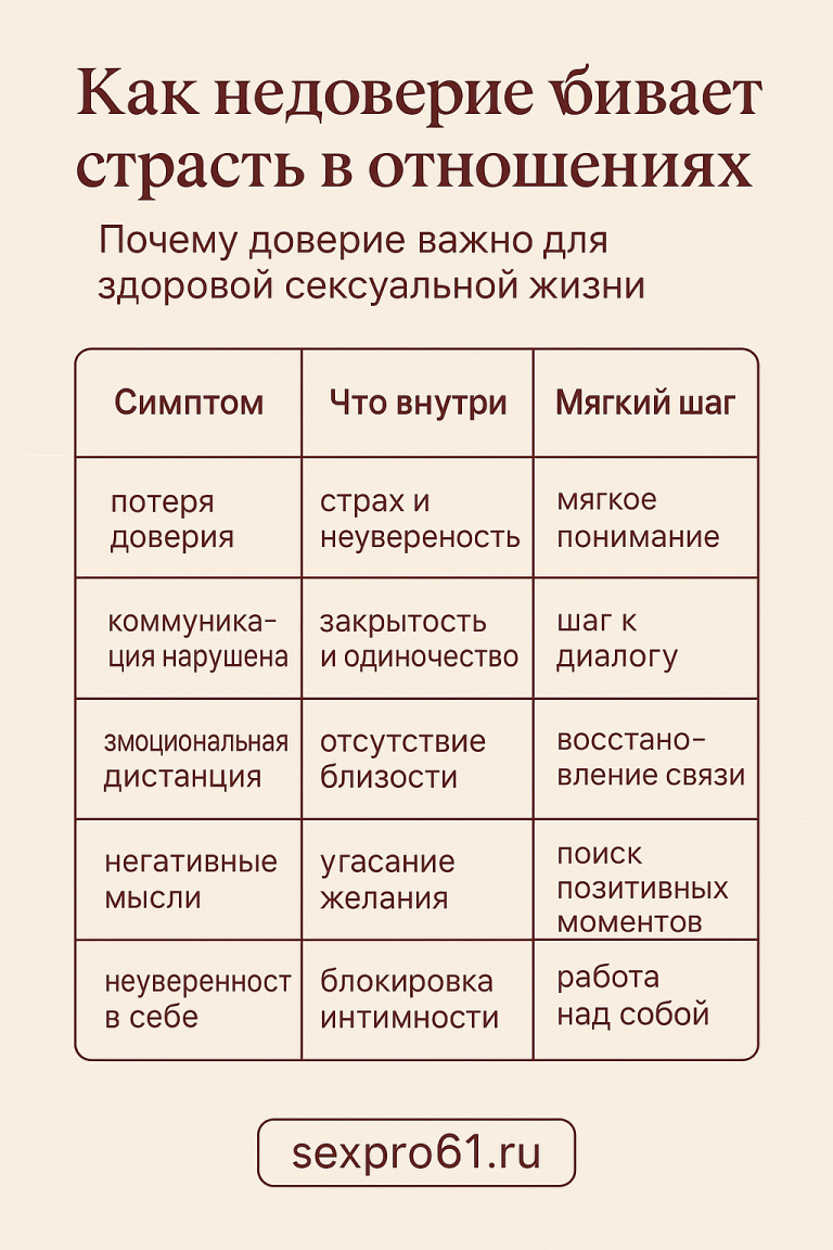 Как доверие влияет на сексуальную жизнь пары и её исчезновение